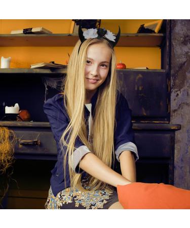 Lurrose Devil Horn Hair Band Gothic Rose Headband Black Devil Horn Headpiece Mexican Flower Hair Hoop Halloween Party Headwear Headress Party Props (Black Grey) - Buy Online on GoSupps.com