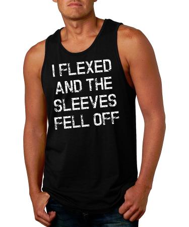 I Flexed and The Sleeves Fell Off Tank Top - Funny Men's Gym Workout Shirt (Medium, Black) - Buy Online on GoSupps.com