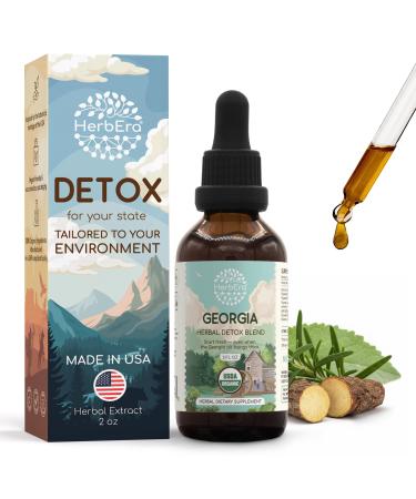 HerbEra Georgia Herbal Detox Blend - USDA Organic Extract Made in USA | Immune & Liver Support Liquid Drops | Ashwagandha Dandelion Root Licorice Milk Thistle Turmeric | 2 fl oz
