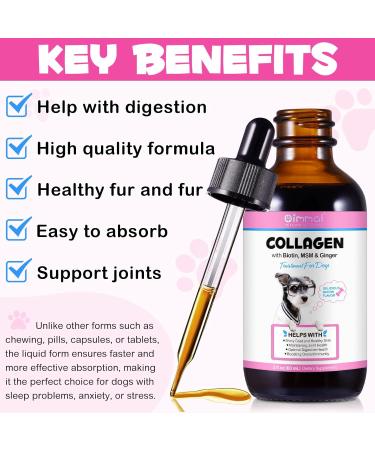 Liquid Collagen for Dogs Maintaining Dog Joint Health Shiny Coat & Healthy Skin Care Dog Digestive Health Supplement with Biotin MSM & Ginger Bacon Flavor - 2 fl oz - Buy Online on GoSupps.com