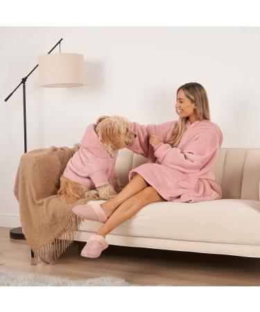 OHS Fleece Dog Hoodie Sherpa Lined Reversible Cosy Pet Clothing - Large Blush Pink - Buy Online on GoSupps.com