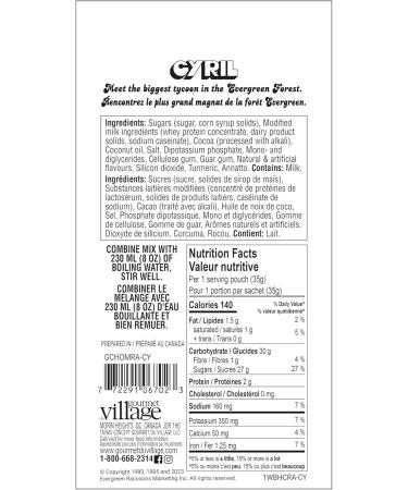 Gourmet du Village The Raccoons Cyril s Classic Rich Hot chocolate mix 35g single serve pouch by Gourmet du Village - Buy Online on GoSupps.com