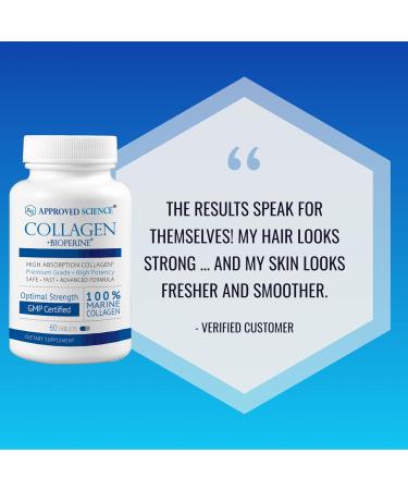 Approved Science Collagen Pills - Absorbable Marine Collagen Types I and III - 60 Tablets - Healthy Hair and Skin - Vitamin C, Sodium, and Bioperine for Fast Results - Non-GMO, Made in USA 60 Count (Pack of 1) - Buy Online on GoSupps.com