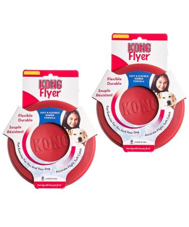 KONG Flyer- Durable Rubber Flying Disc Dog Toy - For Small Dogs (2-pack)