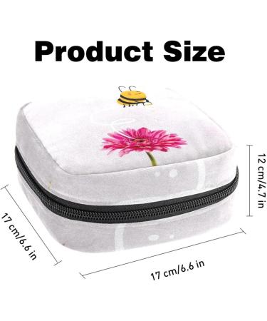Stylish Menstruation Pad Bag with Zipper | Women's Napkin & Tampon Storage | Bee & Pink Daisies Design - Buy Online on GoSupps.com