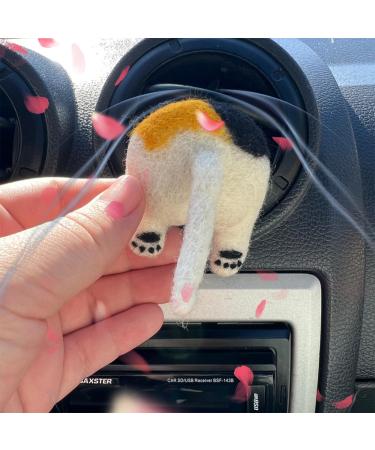 Handmade-Needle Felted Butt Gag Cat Car Accessories Handmade Cat Butt Car Vent (H)