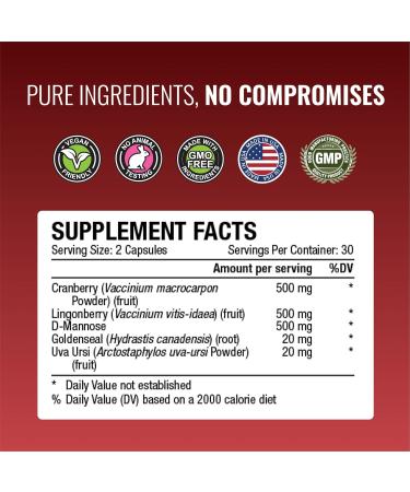 Approved Science Uritrac - UTI Support - Cranberry, D-Mannose, Lingonberry - Vegan Friendly - 60 Capsules per Bottle - Pack of 2 1 Count (Pack of 2) - Buy Online on GoSupps.com
