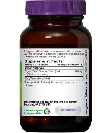 Organic Ceylon Cinnamon True Capsules 60ct by Oregon's Wild Harvest - Buy Online on GoSupps.com
