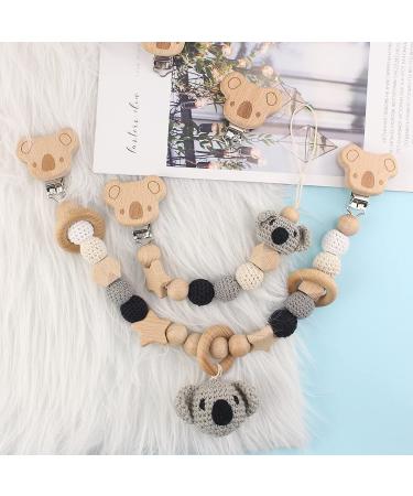 Artestar 6-Piece Wood Pacifier Clip Set | Chic Pacifier Chain Accessories for Babies - Buy Online on GoSupps.com