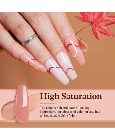 AZUREBEAUTY 12 Pc Dip Powder Nail Kit - Skin Tone Fall Winter Nude Brown Set with Base/Top Coat for French Manicure - DIY Gift B-Skin Tone - Buy Online on GoSupps.com