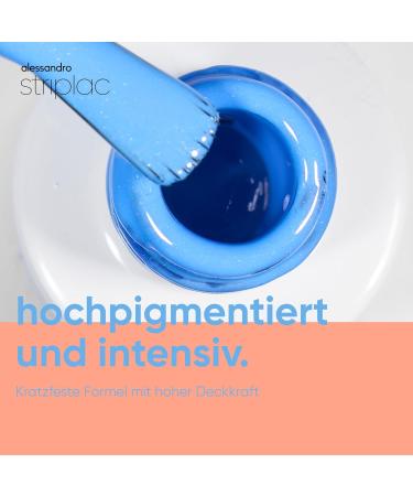alessandro Striplac UV nail polish Baby Blue Shimmer opaque & scratch resistant up to 15 days easy to apply gentle removal technology vegan blue 65 ml - Buy Online on GoSupps.com