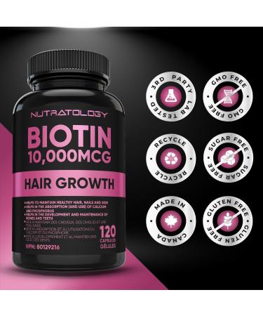 Biotin 10000MCG Hair Vitamins For Hair Growth Women - Promotes Healthy Skin & Nail Growth - Supports Muscle Function - Biotin Supplement - Hair Growth Products for Women - 120 capsules 120 count (Pack of 1) - Buy Online on GoSupps.com
