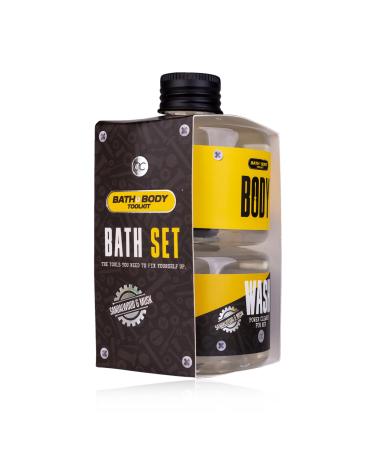 Accentra bathing set Bath + Body Toolkit in gift packaging incl. 2 x 140ml shower gel fragrance: Sandalwood & Musk- bathing and shower gel for men swimming set in gift packaging