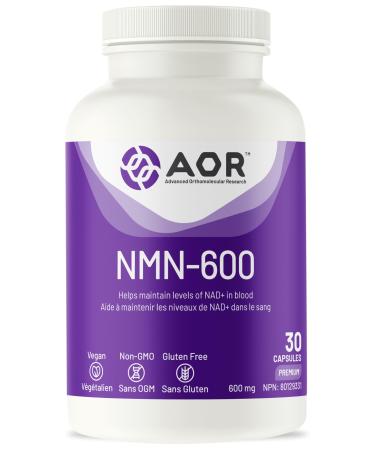 AOR NMN-600mg 30 Vegan Capsules - Non-GMO Gluten-Free High-Potency Nicotinamide Mononucleotide - Supports Cellular Health & Energy Production - NMN Supplement in Canada