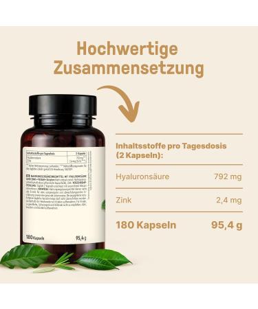 Braineffect Hyaluronic Acid Capsules - 180 Vegan Capsules with Zinc | Purity & Potency (400mg 500-700 kDa) - Additive-Free International Shipping - Buy Online on GoSupps.com
