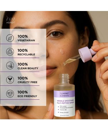 Hey Honey Wrinkle-Smoothing Multi-Peptide Serum | 10% Acetyl Hexapeptide-8 + Honey Extract & Vitamin B5 Visibly Reduce Fine Lines & Expression Wrinkles | 0.67 fl oz (20 mL) - Buy Online on GoSupps.com