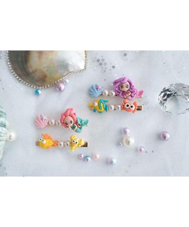 Summer Crystal Mermaid Sea Life Alligator Barrettes Hair Clips - 4Pcs Set for Girls, Kids, and Women - Buy Online on GoSupps.com