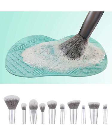 2-Pack Silicone Makeup Brush Cleaning Mat - Portable Scrubber & Wash Tool (Pink & Green) - Effective Brush Cleaner for All Brushes | International Shipping - Buy Online on GoSupps.com
