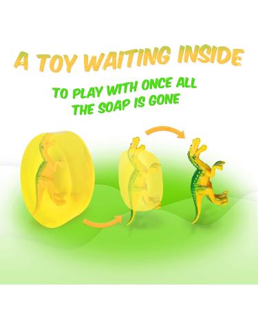 Kids Natural Lemon Soap Bar with DINO Toy - Handmade in USA - Clear Glycerin for Safe Skin - 2 Piece Set - Buy Online on GoSupps.com