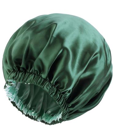 Satin Bonnet Silk Bonnet Hair Bonnet For Sleeping Satin Bonnet For Hair Bonnets For Women Silk Bonnet For Natural Hair (Blackish Green)
