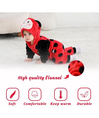 Doladola Unisex Baby Ladybug Romper | 3-6 Months Flannel One Piece Pajamas - Buy Online on GoSupps.com