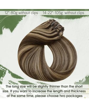 Buy Hetto Clip-In Real Hair Extensions - Dark Brown Highlight #4/27 120g 40cm | Remy Human Hair Clip-Ins for Effortless Volume - Buy Online on GoSupps.com
