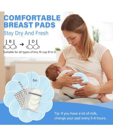 Bamboo Fiber Nursing Pads - 10 Piece Set with Laundry & Travel Bags | Washable Leak Proof Breastfeeding Essentials for Moms (Sky Blue - Buy Online on GoSupps.com