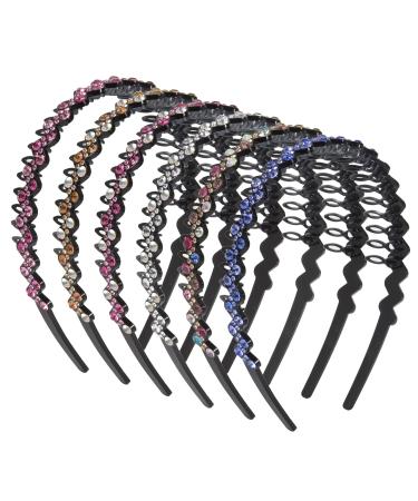 Strass hair band hair ripe for women fashionable headbands with crystal teeth comb non -slip hard plastic tink of forehead hair jewelry for wedding party (6 pieces) - Buy Online on GoSupps.com