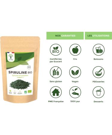 Spiruline Bio Paillette - Prot ines BCAA Phycocyanine - Energie Immunit - 100% Spiruline Pure en Paillettes Brindilles - Bioptimal Marque Fran aise - Conditionn en France - Certifi Ecocert - 100 g 100 g (Lot de 1) - Buy Online on GoSupps.com