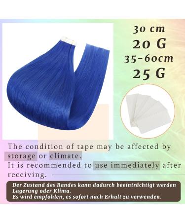 Ugeat 55cm Blue Adhesive Tape Hair Extensions - 10 Pieces Human Hair 25 Grams Easy to Apply - Buy Online on GoSupps.com