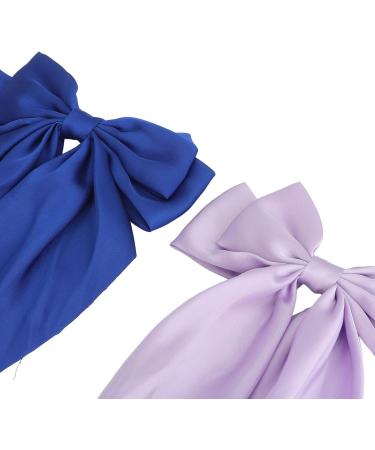 Big Hair Bows Double Layer Clips Aesthetic Decoration Purple Dark Blue for Women Hair Accessories - Buy Online on GoSupps.com