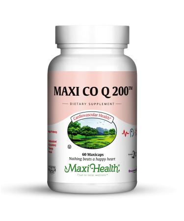 Maxi Health CO Q10 200mg - Coenzyme Q10 Supplement - Heart Health - 60 Capsules - Kosher Unflavored 60 Count (Pack of 1)