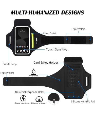 Haissky Sports Arm Tape with Headphones Pocket - Universal Cell Phone Bag for iPhone 14 Pro Huawei P50 Pro Galaxy - Black Running Bracelet for Phones Up to 6.7 - Buy Online on GoSupps.com
