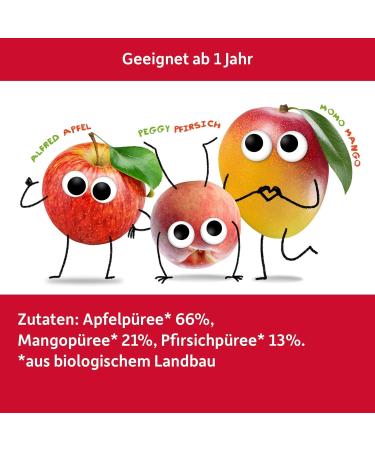 Cheeky Friends Bio Quetschie - Apple Mango & Peach Fruit Puree for Kids | Vegan & Gluten-Free | 12 x 100g (2x6-Pack) - Perfect for Babies 1+! - Buy Online on GoSupps.com