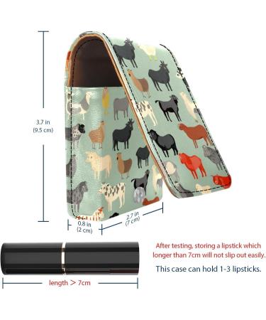 Travel Lipstick Organizer Case - Portable Makeup Bag with Mirror | Cow Sheep Pig Rooster - Shop Now - Buy Online on GoSupps.com