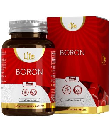 LN BOR tablets |180 high -dose vegan bortaries - 6mg boron per serving |Genetic engineering gluten milk & allergen-free |Made in ISO-certified companies in GB - Buy Online on GoSupps.com