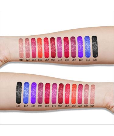 12-Piece Matte Liquid Lipstick Set | Glitter Diamond Shining | Long-Lasting & Waterproof Formula | Halloween Makeup Gift Set for Women - Buy Online on GoSupps.com