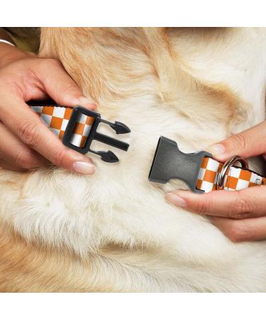 Buckle-Down Checker White/TN Orange Plastic Clip Collar - Large - 1/2 Wide (9-15 Neck) & 1 Wide (15-26 Neck) - Buy Online on GoSupps.com