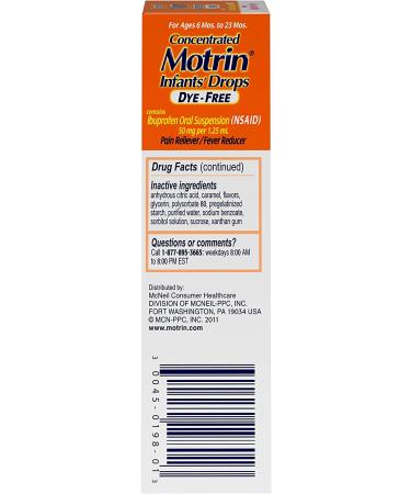 Infants' Motrin Concentrated Liquid Medicine Drops with Ibuprofen  Berry  1 fl. oz Original Berry  Dye-Free 1 Fl Oz (Pack of 1) - Buy Online on GoSupps.com