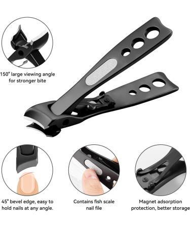 Premium Stainless Steel Ingrown & Thick Nail Clipper with Slant Curved Blade and Built-in Nail File Heavy Duty Toe Nail Clippers for Thick Nails, Men, Women Black - Buy Online on GoSupps.com