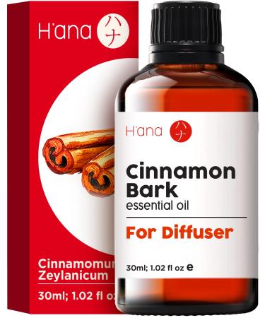 H'ana Cinnamon Bark Essential Oil - Natural Cinnamon Bark Oil for Diffuser Aromatherapy Bath Bombs Soaps and Candles (1 fl oz)
