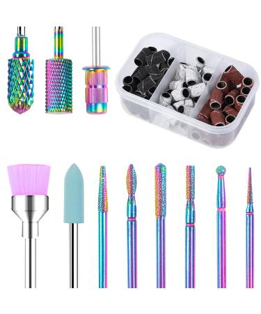 Nail Drill Bits  heemeei 10Pcs 3/32 Professonal Tungsten Carbide Drill Bits Set for Nail Drill E-file with 75Pcs Nail Sanding Bands (80120180 Grits) for Acrylic Gel Nails  Manicure Home Salon