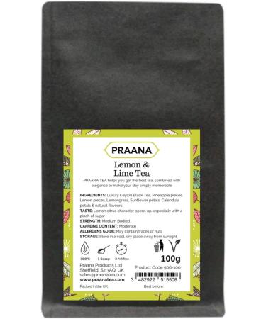 PRAANA TEA Black Tea with Lemon and Lime Pieces 100g - Buy Online on GoSupps.com