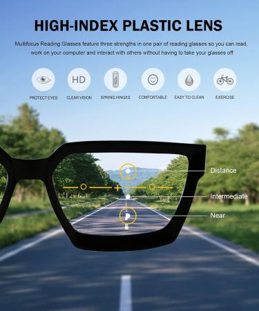 Eyekepper Multifocus Progressive Computer Readers for Women - Oversized Black Trifocal Reading Glasses with Blue Light Filter +3.00 Diopters - Buy Online on GoSupps.com