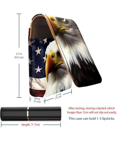 Travel Lipstick Organizer Case with Mirror - Portable Makeup Bag | American Eagle USA Flag Design - Buy Online on GoSupps.com