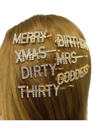 Personalized Rhinestone Name Hair Pins | Custom Word in 6 Letters Gold Color | Jewelry Gift for Birthday/Bachelorette Party | Hen Girls Night Out Barrette - Buy Online on GoSupps.com