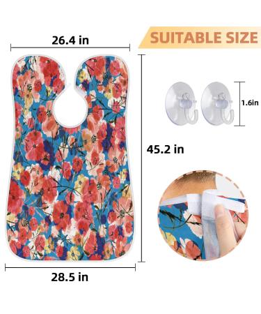 Watercolor Flowers Pattern Beard Bib Apron | Non-Stick Waterproof Hair Catcher for Men - Perfect Grooming Gift - Buy Online on GoSupps.com