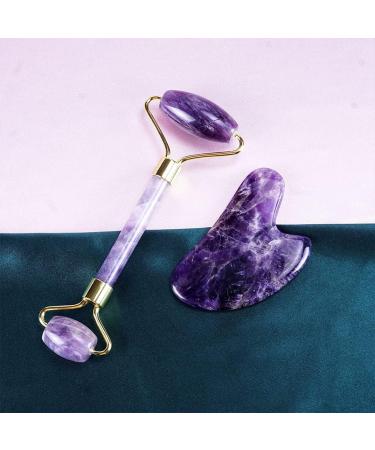 Amethyst Gua Sha & Face Roller Set | Beauty Tools for Massage & Eye Care | Self-Care Essentials - Buy Online on GoSupps.com