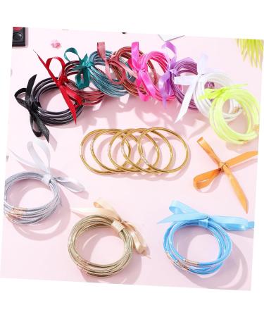 EXCEART 60pcs jewelry 80's accessories for women Silica gel wristband Miss little girl wrist bracelets Bracelet ribbon multi-layer bracelets 80s jewelry for women gold powder bow tie Gift - Buy Online on GoSupps.com