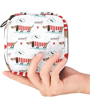 Dachshund Bone Pattern Menstrual Pad Bag | Sanitary Napkins Storage for Girls & Women | Stylish Zipper Pocket for Menstruation Cup - Buy Online on GoSupps.com